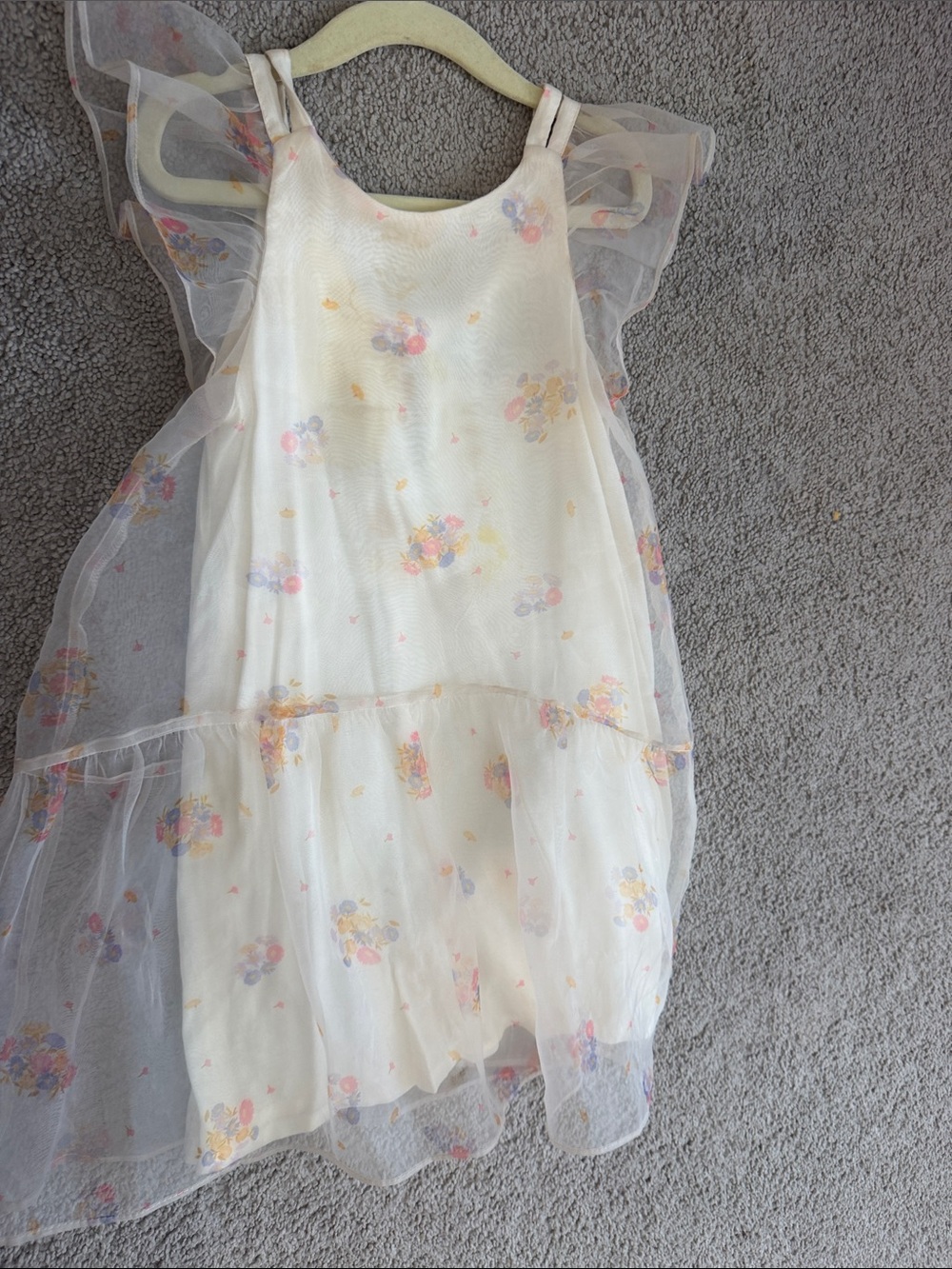 Zara Cream Floral Tulle Overlay Girls' Dress